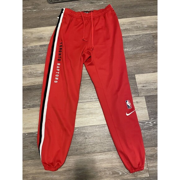 Nike NBA Toronto Raptors Nike Team Issued Red Striped Snap Pants Size Large tall - Picture 1 of 5